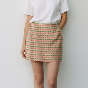 Francesca’s Collections Textured Tribal Stripe Mini Skirt Size Medium